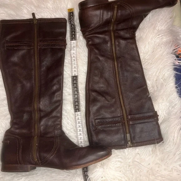 Frye Dark Brown Over the Knee Leather Boots - Picture 2 of 10